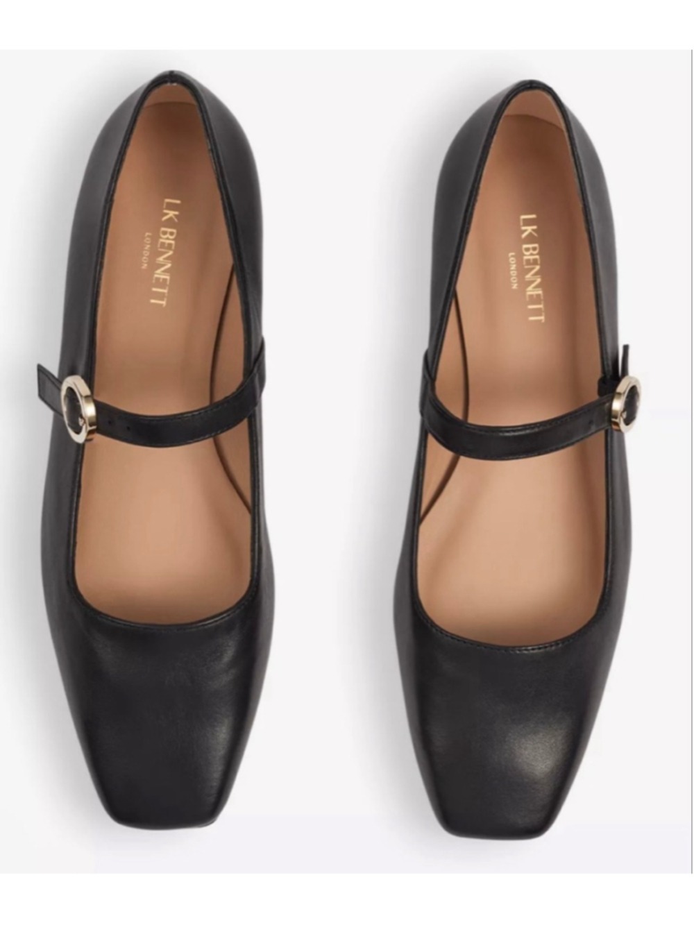 New LK Bennett Black Leather Mary Jane Flats 38/8 $350!